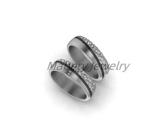 Anillo de bodas ODM de compromiso de construcción duradera de titanio y carbono.