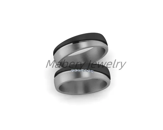 Anillo de titanio y carbono para adorno, joyería hipoalergénica de fábrica.
